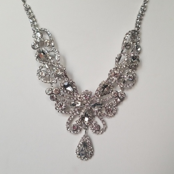 Prom Wedding Silver Rhinestones Necklace Valentines Day - Picture 2 of 9